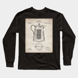 Coffee Percolator Patent - Coffee Shop Art - Antique Long Sleeve T-Shirt